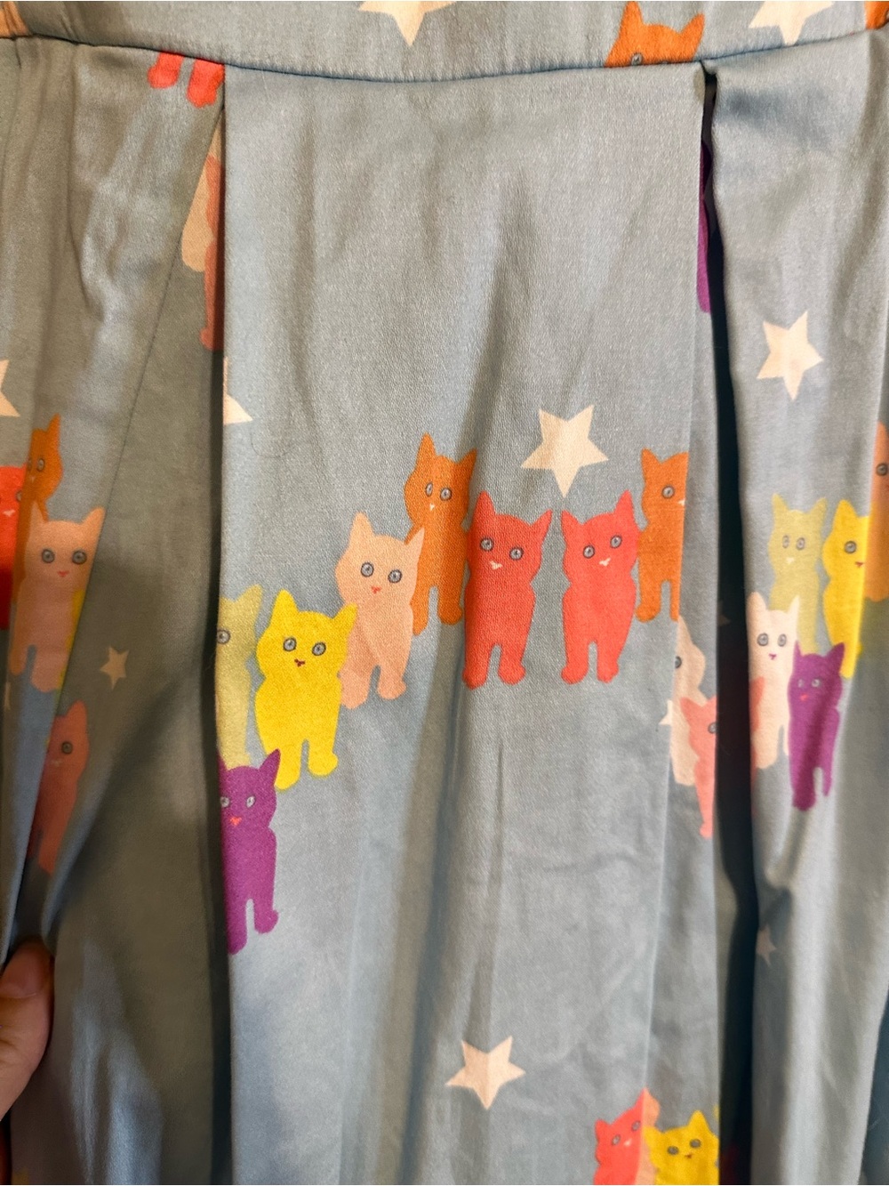 ModCloth and Collectif Light Blue Cotton Dress with Colorful cat Print - Picture 4 of 4